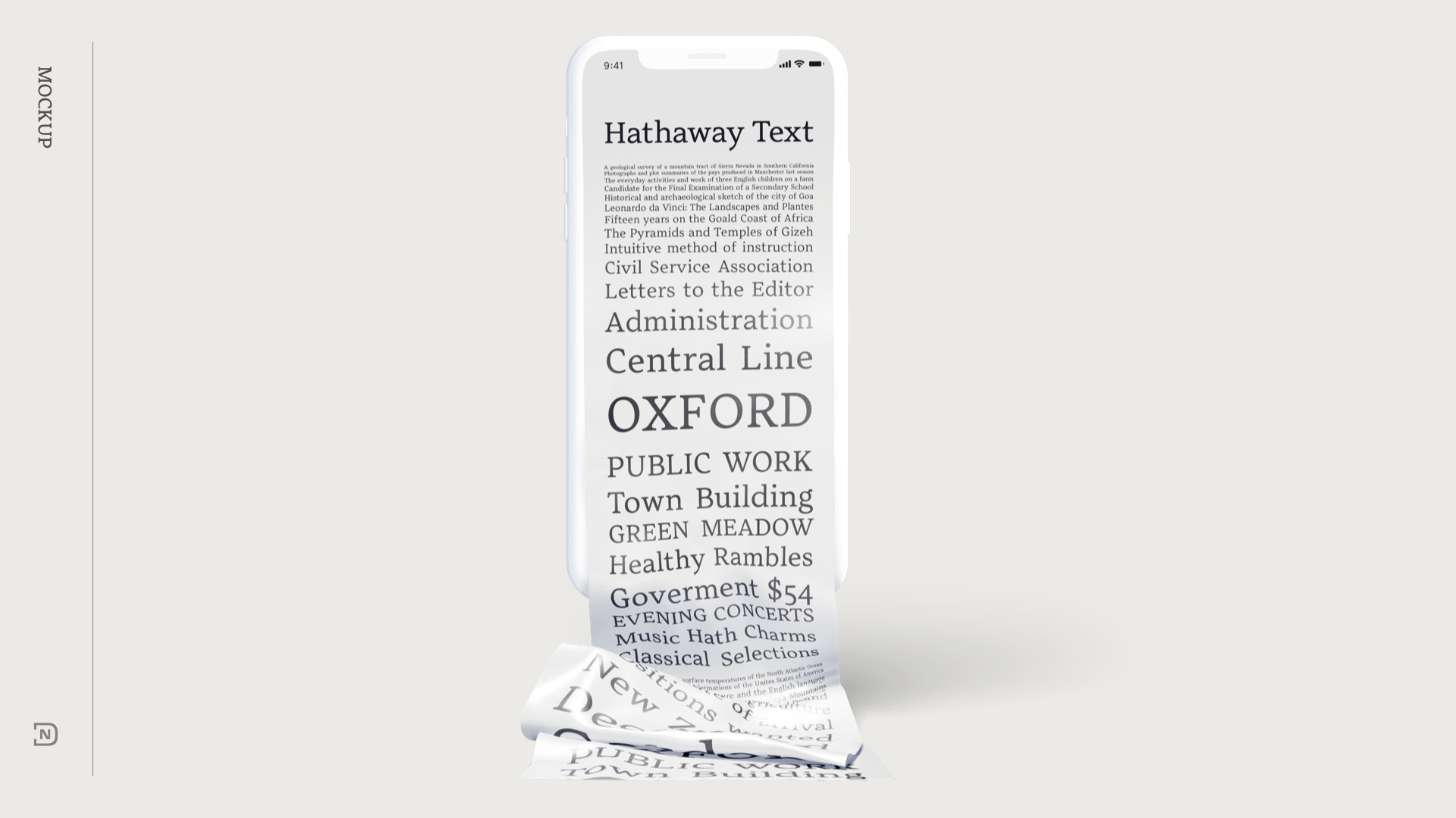 Type specimen on a mobile phone