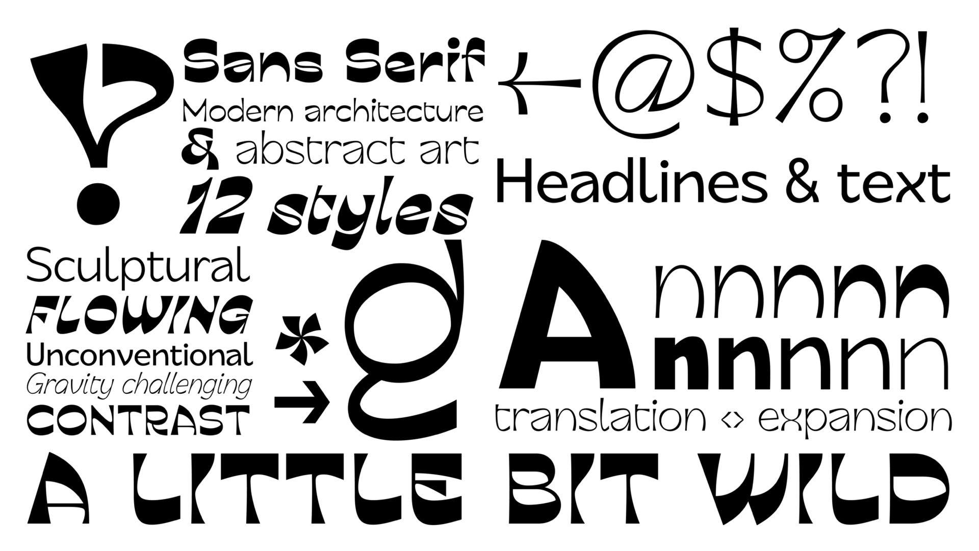 Mix of styles showcasing the typeface.